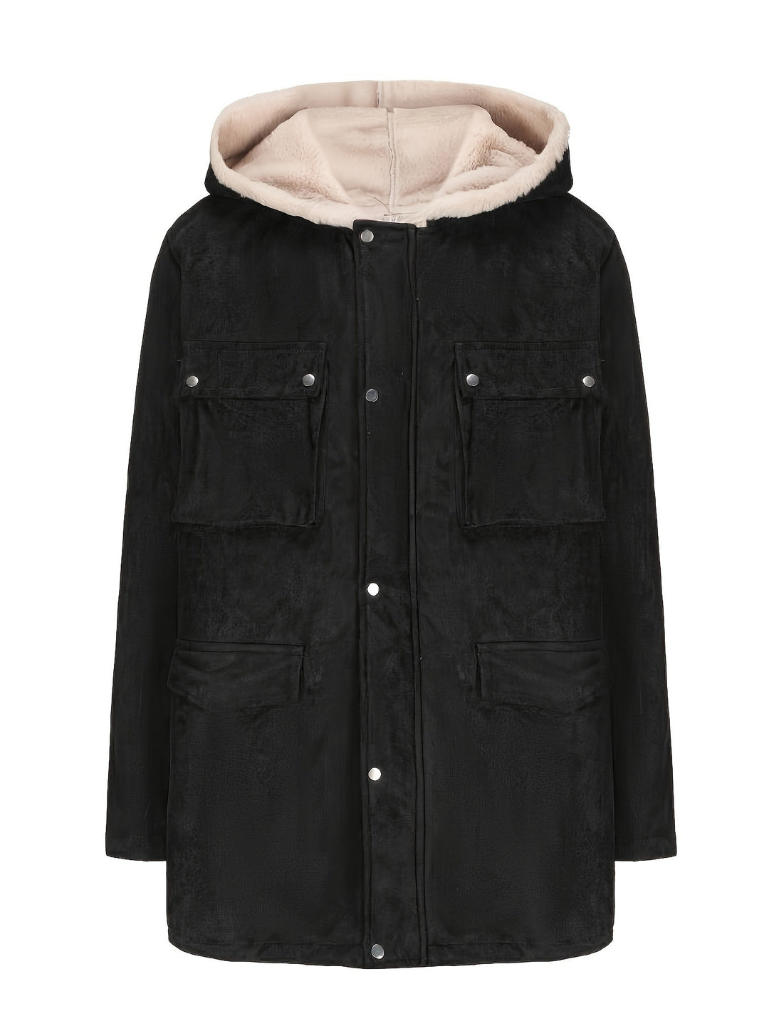 Men's parka in field style with teddy lining in hood, patch pockets and snap fastening Mune Fashion