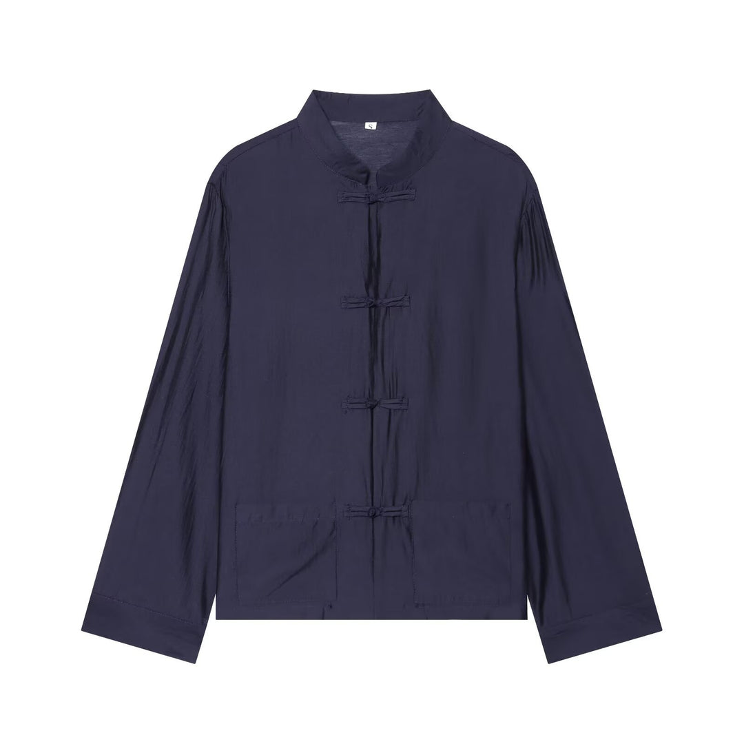 Unisex Lightweight Cotton Tunic with Stand-Up Collar and Traditional Frog Button Closure Mune Fashion