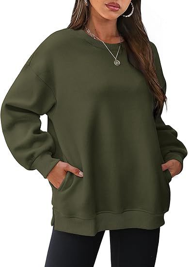 Women’s casual oversized sweatshirt with side pockets, ribbed hem, and dropped shoulder Mune Fashion