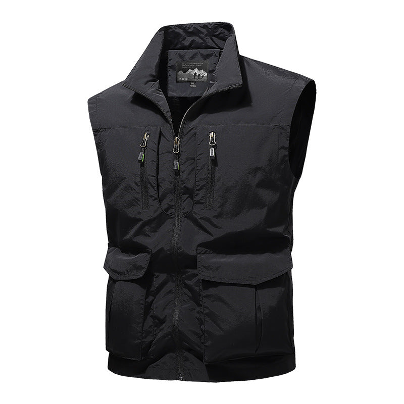 Men's Travel Performance Vest with High Collar, Water-Repellent Microfiber and Multiple Pockets Mune Fashion