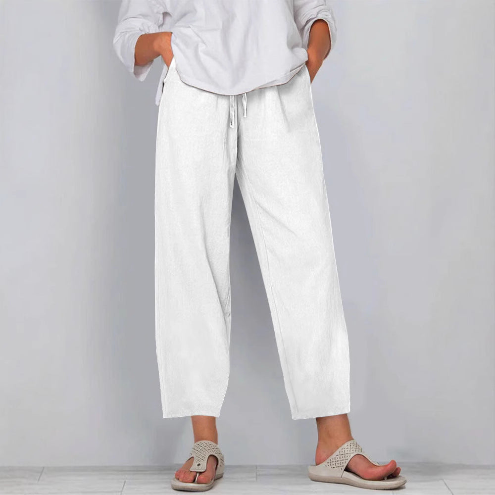 Women's Relaxed Culotte Pants with Drawstring, Side Pockets and Ankle Length Mune Fashion