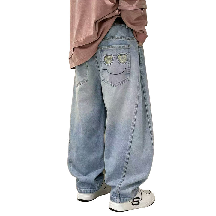 Unisex casual jeans with smiley print Mune Fashion