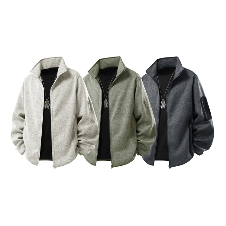 Herren Fleecejacke mit Stehkragen, verdecktem Zwei-Wege-Reißverschluss und wasserabweisenden Utility-Einsätzen Mune Fashion