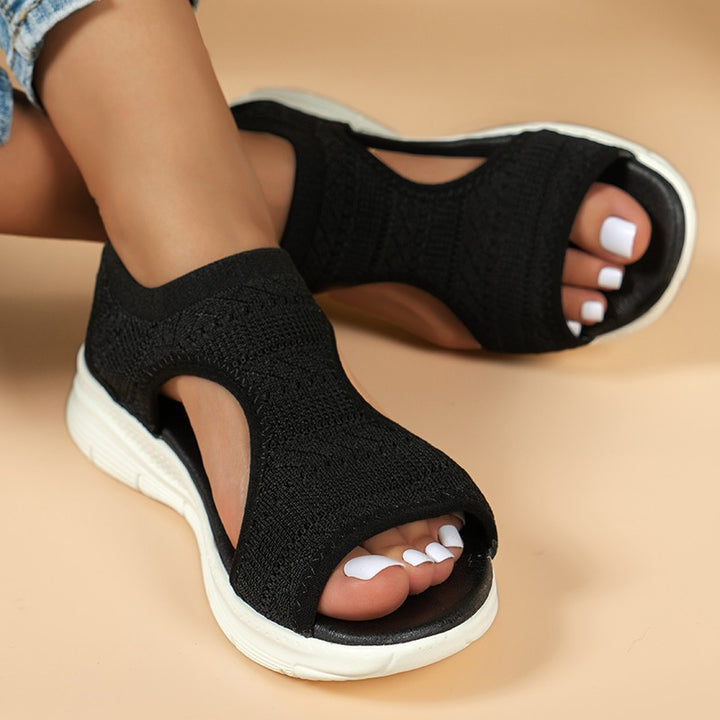 Women's Elastic Knitted Slingback Sandal with Open Toe and Cushioning Comfort Sole Mune Fashion