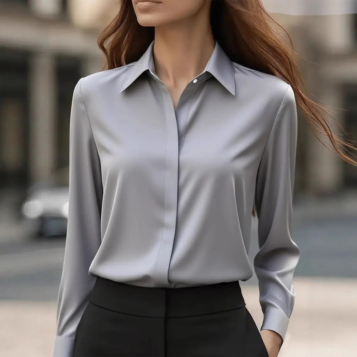 Women Elegant Satin Blouse Mune Fashion