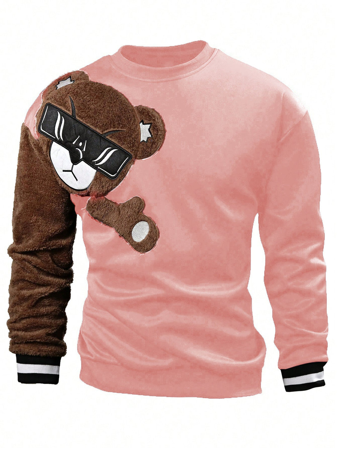 Men's Sweatshirt with Plush Bear Appliqué Mune