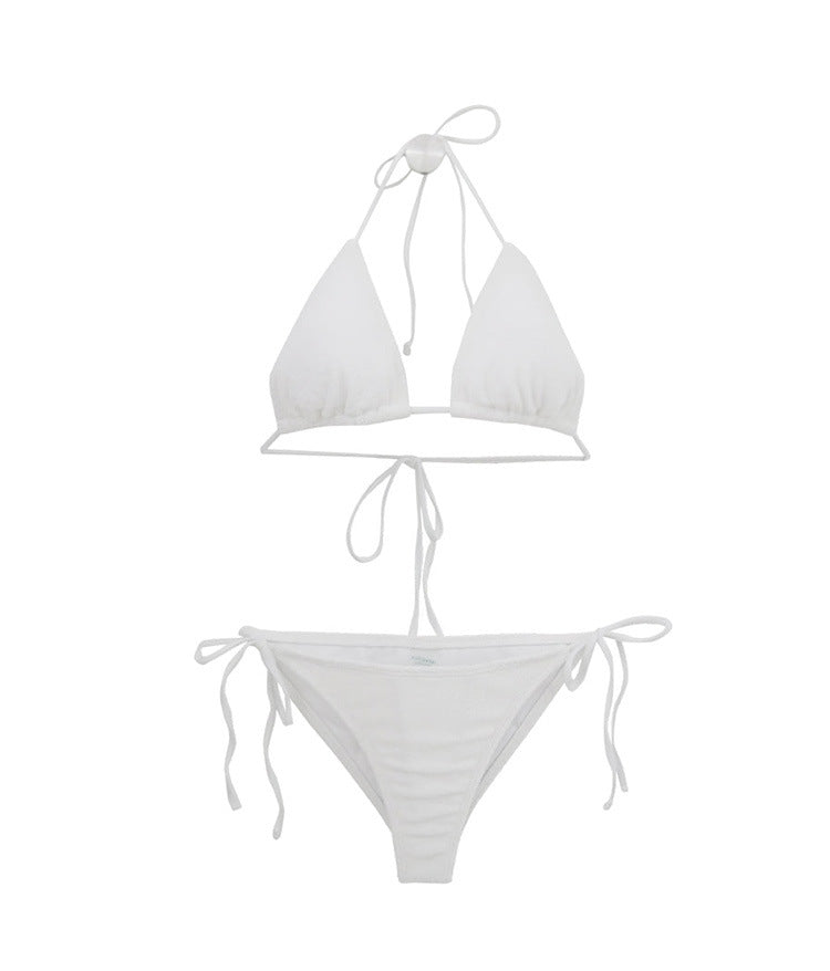 Women's triangle bikini set with adjustable straps and decorative knot Mune Fashion
