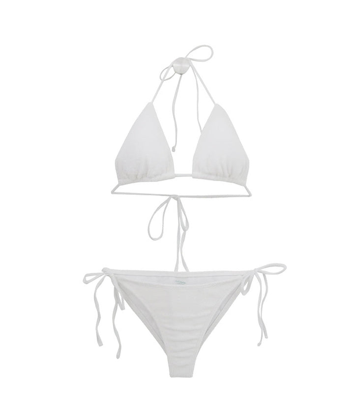 Women's triangle bikini set with adjustable straps and decorative knot Mune Fashion