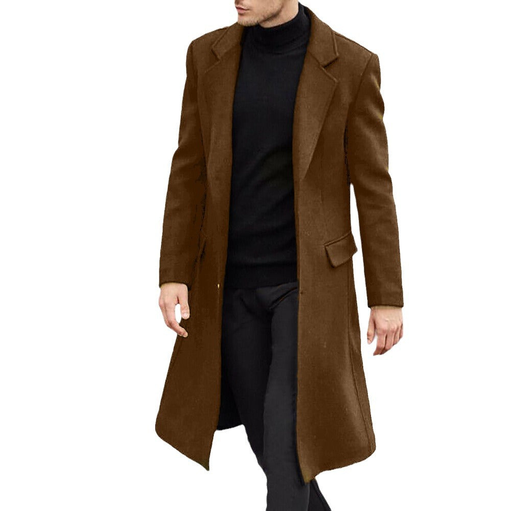 Men's Elegant Single-Breasted City Coat with Notched Collar and Flap Pockets Mune Fashion