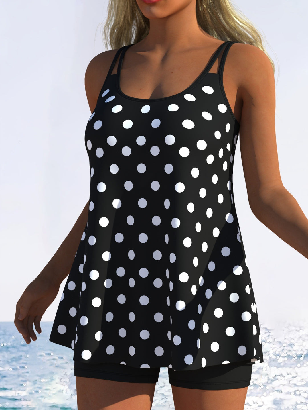 Women's tankini with playful striped pattern and original cut Mune Fashion