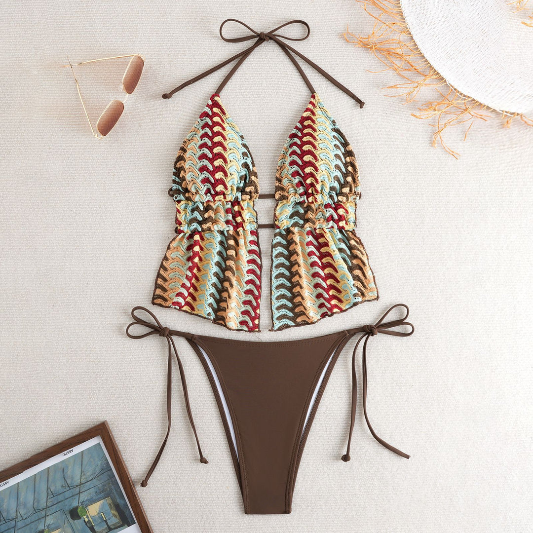 Women's bikini set with creative ruffle detail and adjustable straps Mune Fashion