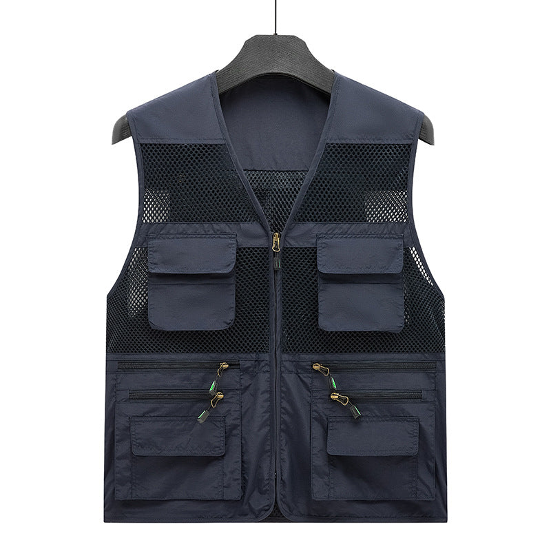 Men's Breathable Fishing and Photography Vest with Mesh Panels, Multi-Pockets and Two-Way Zipper Mune Fashion