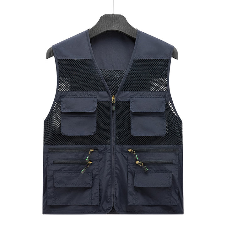 Men's Breathable Fishing and Photography Vest with Mesh Panels, Multi-Pockets and Two-Way Zipper Mune Fashion