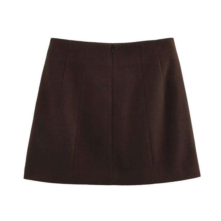 Women A-line Mini Skirt made of Wool Blend with Decorative Seams Mune Fashion
