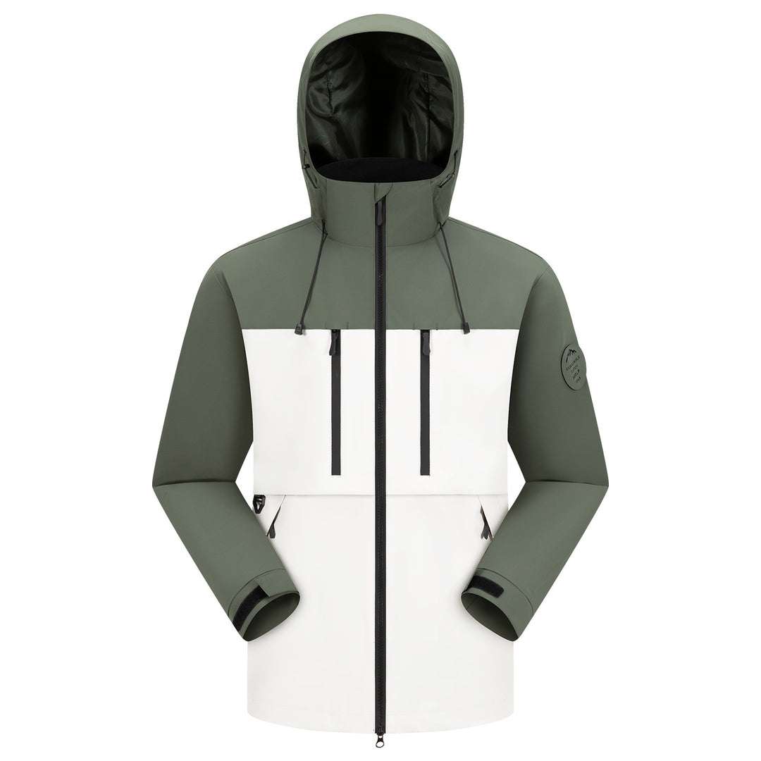 Men's Waterproof Breathable Softshell Outdoor Jacket with Adjustable Hood Mune Fashion
