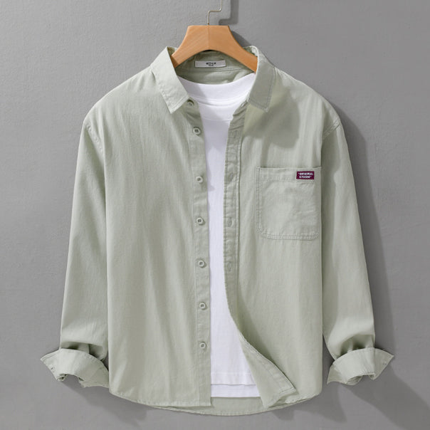 Men's Casual Shirt Jacket made of lightweight cotton blend with patch chest pocket and kent collar Mune Fashion