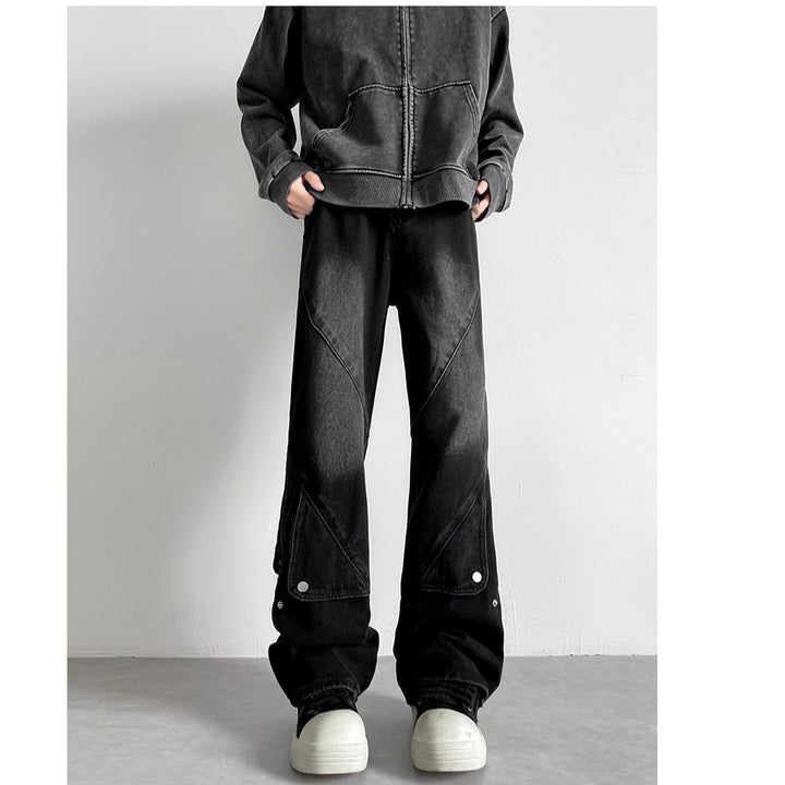 Women Wide-Cut Jeans with Creative Design Mune Fashion