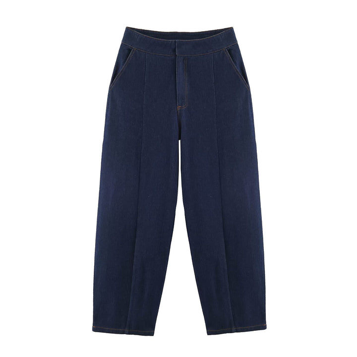 Women's high-waisted jeans with wide leg and crease Mune Fashion