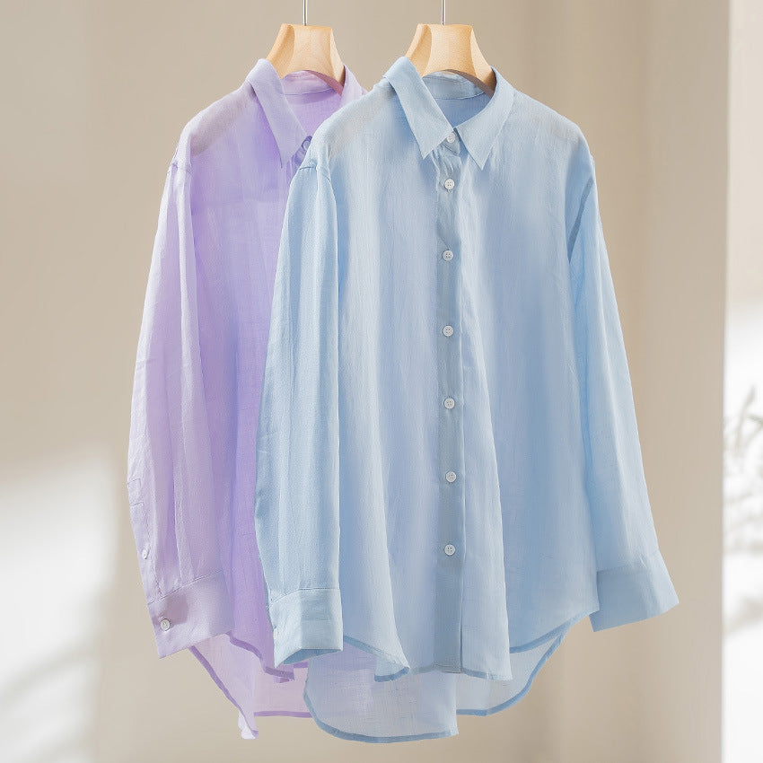 Women Oversized Shirt-Blouse made of lightweight viscose blend with classic collar Mune Fashion