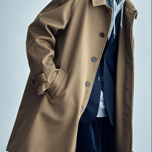 Men's Technical Wool Blend Coat with Straight Cut and Button Closure Mune Fashion