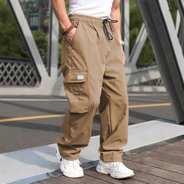 Men's Casual Cargo Pants with Elastic Waistband and Multifunctional Pockets Mune Fashion