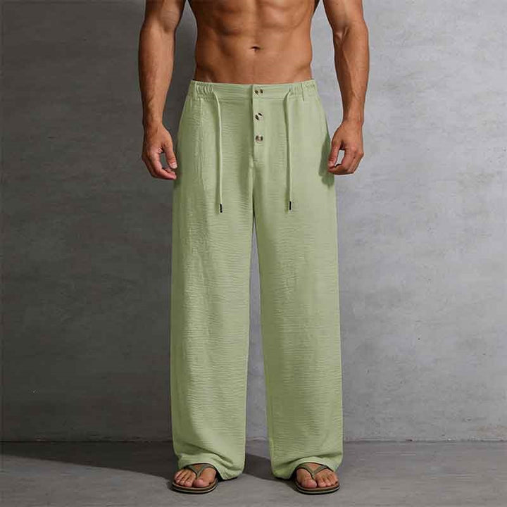 Men's Casual Linen Shorts with Elastic Waist and Practical Drawstring Mune Fashion