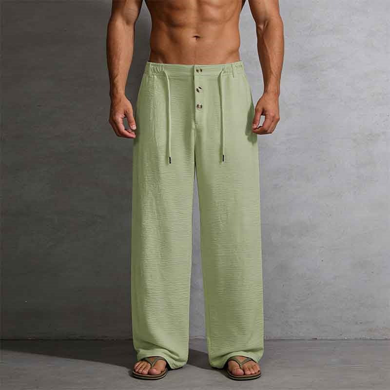 Men's Casual Linen Shorts with Elastic Waist and Practical Drawstring Mune Fashion