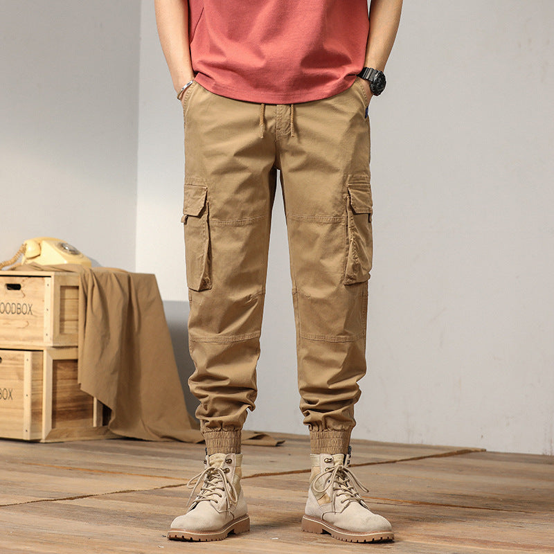 Men's Tapered Cargo Jogger Pants with Reinforced Knee Areas and Elastic Hem Mune Fashion