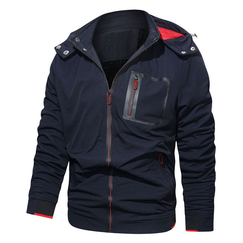 Men's softshell hoodie jacket with waterproof zip pockets and fleece-lined collar Mune Fashion
