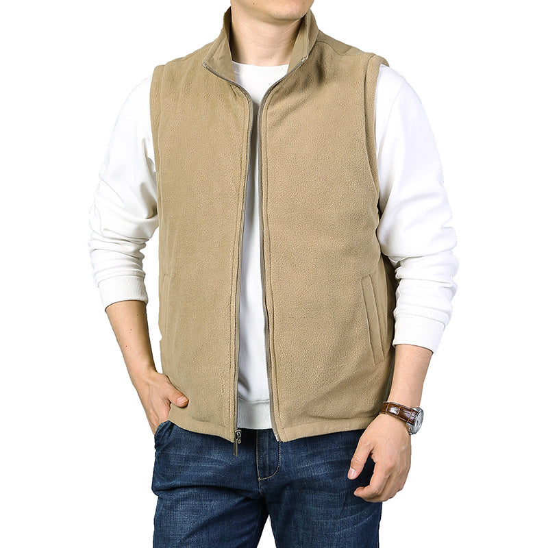 Men's Lightweight Multifunctional Outdoor Vest with Zipper Pockets and Stand Collar Mune Fashion