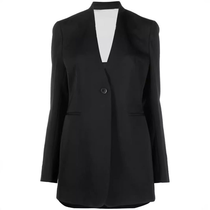 Women Elegant Single-Breasted Long Blazer Set with Wide Palazzo Pants Mune Fashion
