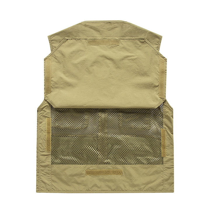 Men's breathable mesh outdoor vest with multifunctional pockets and front zipper Mune Fashion