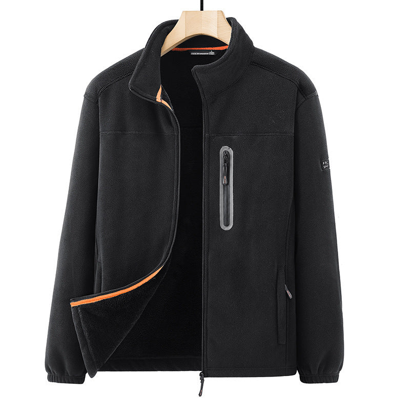 Men's microfleece outdoor jacket with waterproof breast pocket, stand-up collar, and teddy fleece lining Mune Fashion