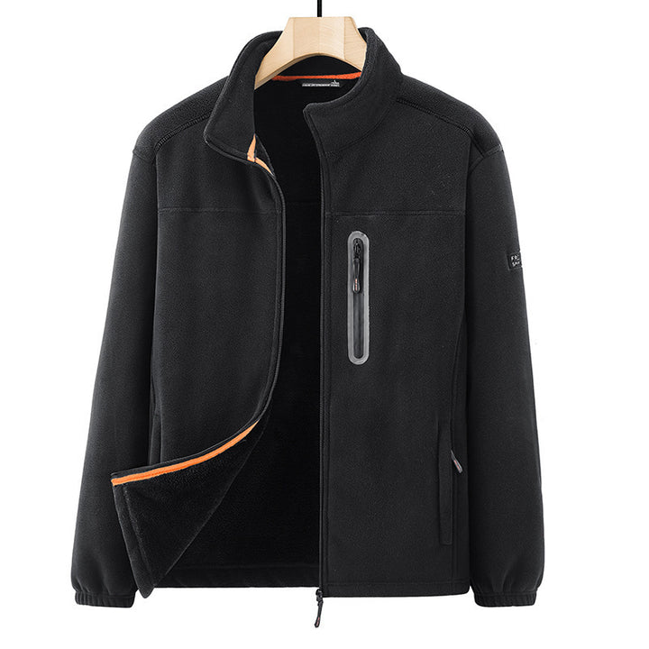 Men's microfleece outdoor jacket with waterproof breast pocket, stand-up collar, and teddy fleece lining Mune Fashion