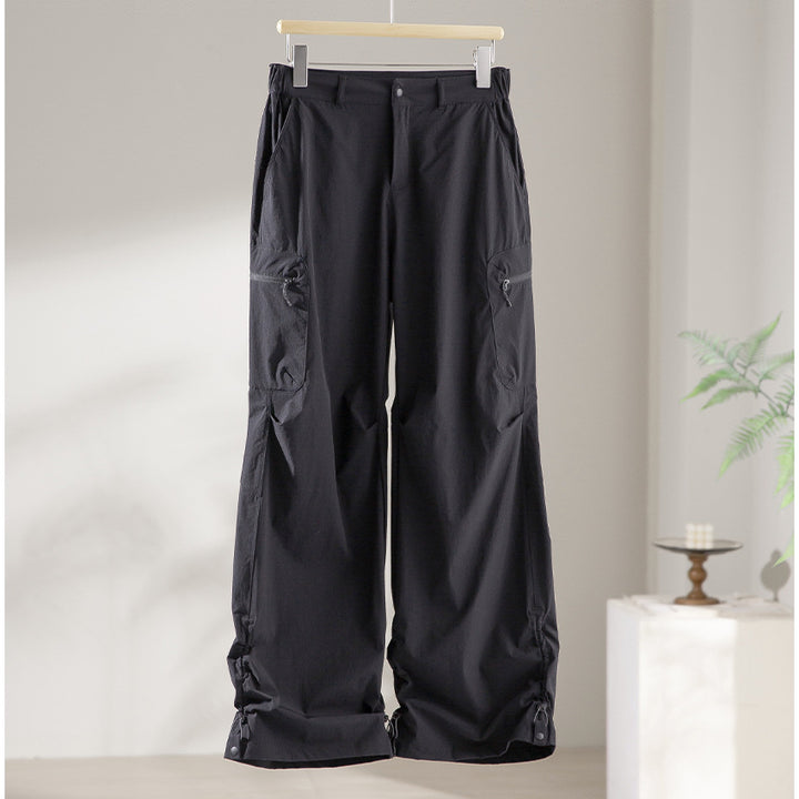 Women's Technical Loose Cargo Pants with Adjustable Hem and Multiple Pockets Mune Fashion