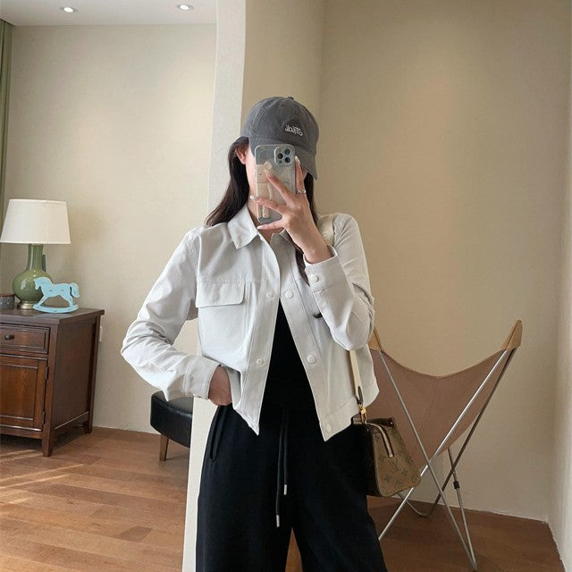 Ladies Short Overshirt Jacket made of lightweight cotton blend with chest pockets Mune Fashion