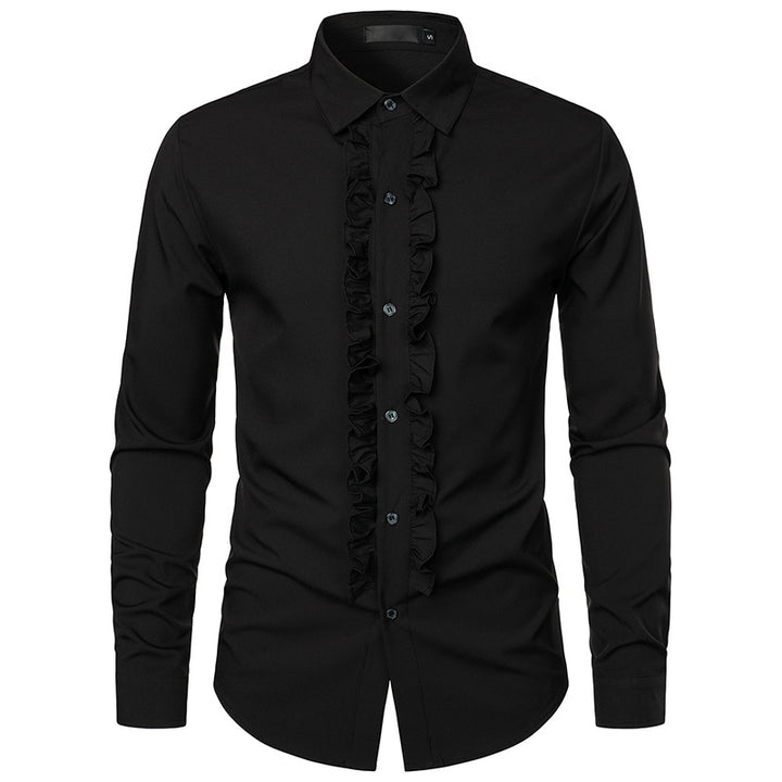 Men's ruffled shirt Slim-Fit business shirt with Italian collar and concealed button placket Mune Fashion