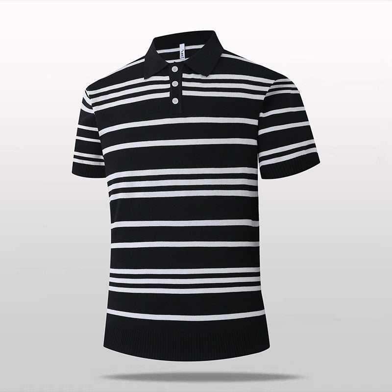 Men's Stylish Short-Sleeve Polo Shirt with Stripes Mune Fashion