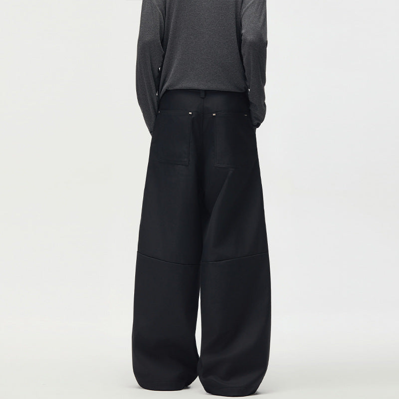 Men's Wide Pleated High-Waist Suit Pants with Utility Belt Mune Fashion