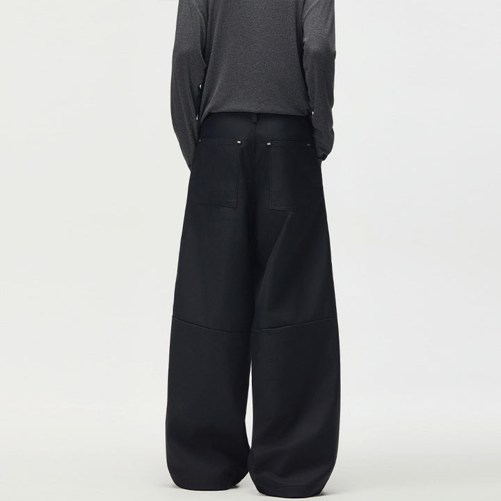 Men's Wide Pleated High-Waist Suit Pants with Utility Belt Mune Fashion