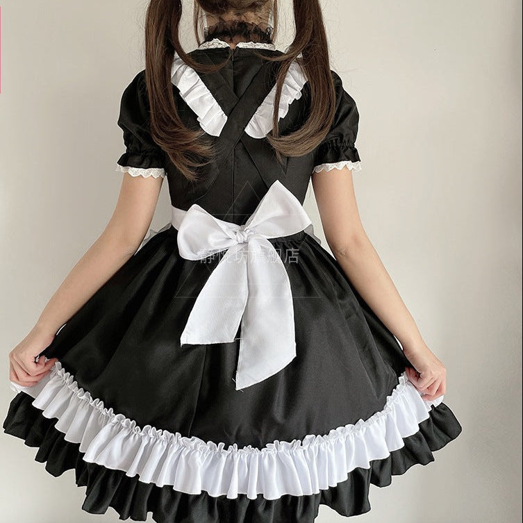 Women Costume Dress with Ruffles and Cat Ears Mune Fashion