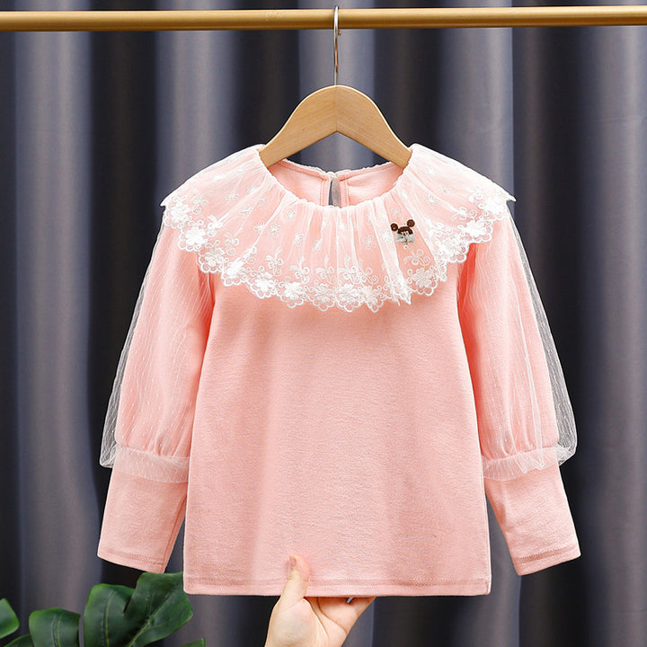 Girl's blouse with voluminous tulle collar Mune Fashion
