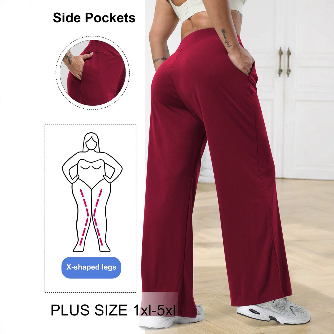 Women's jogging pants with high waistband, wide leg, drawstring, and side pockets Mune Fashion