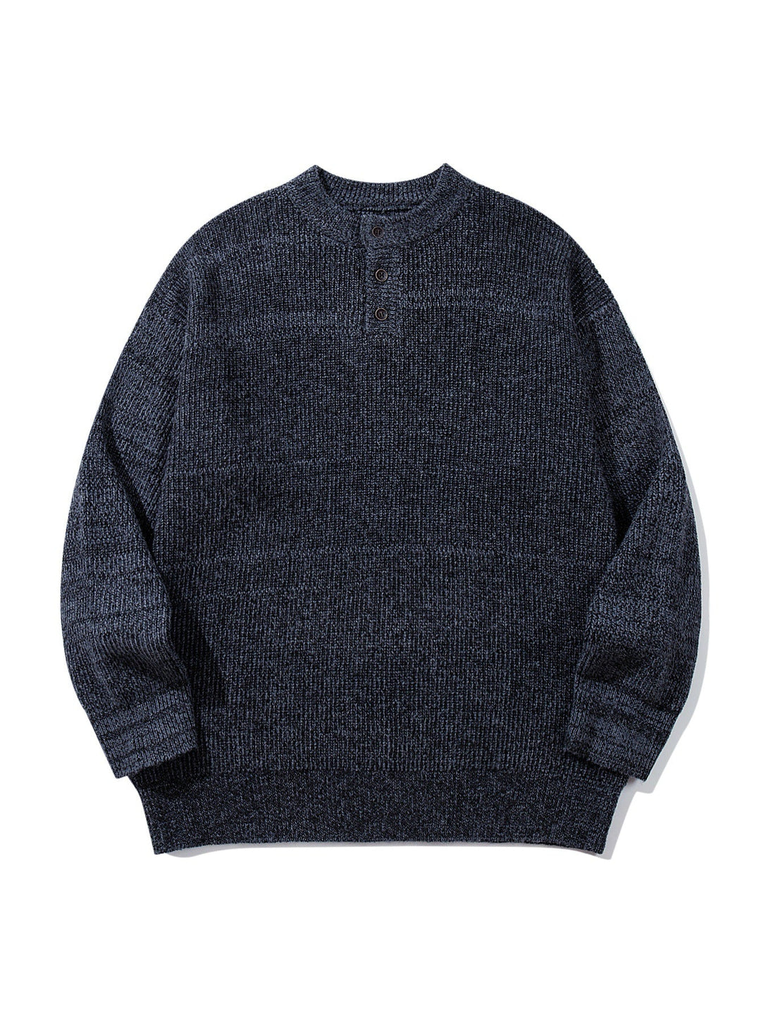 Men's chunky knit henley pullover with half button placket and ribbed cuffs Mune Fashion
