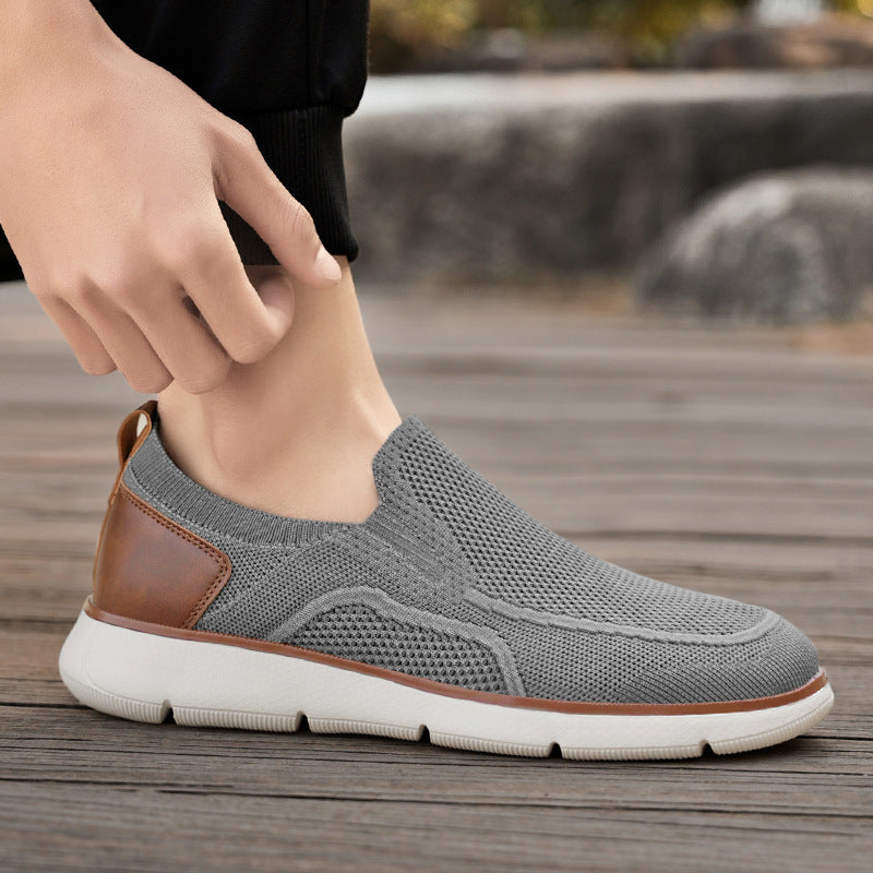 Men's breathable knitted slip-on shoes with elastic entry and shock-absorbing EVA sole Mune Fashion