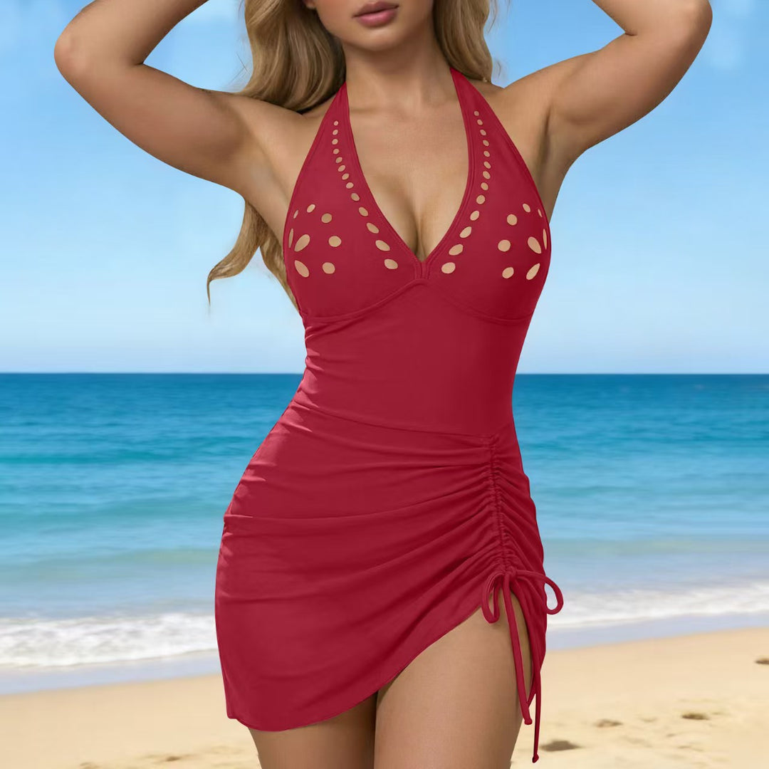 Women's one-piece swimsuit with stylish cut-out and ruffle detail Mune Fashion