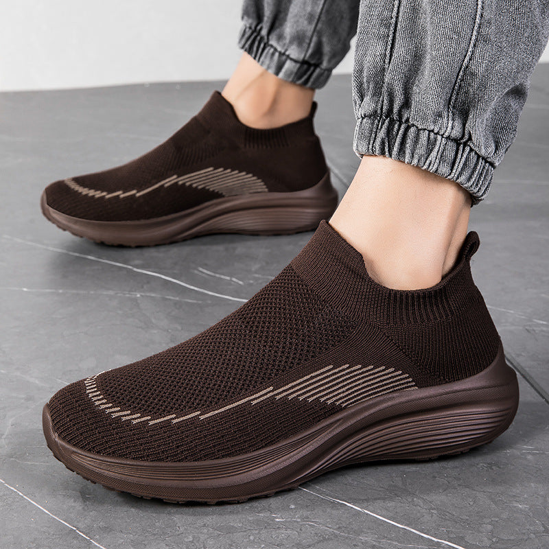 Men's sock-like knitted sneakers with seamless upper and shock-absorbing sole Mune Fashion