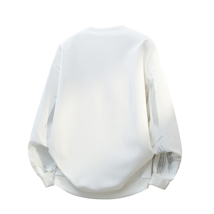 Men's Oversize Round Neck Sweatshirt with Brush Print & Elastic Cuffs Mune Fashion