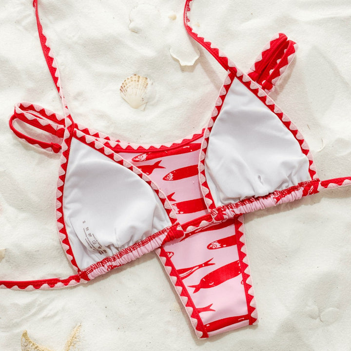 Women's Triangle Bikini with fashionable fish motif Mune Fashion