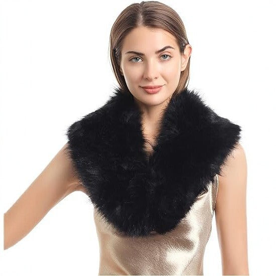 Ladies luxurious faux fur stole in loop design with voluminous shawl collar Mune Fashion